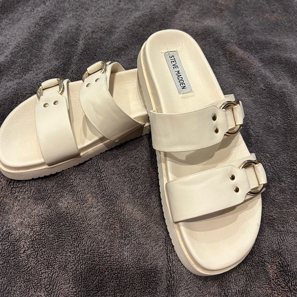 Steve Madden Cream Double Strap Sandals - Picture 3 of 3